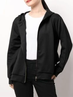 Solid Ruffle Hem Back Zip Pocket Drawstring Hooded Jacket -Zanzea Shop 1b3ec810 7cb4 4ce7 a275 f1b045537a3c