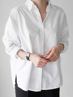 Solid Drop Shoulder Slit High-low Button Shirt -Zanzea Shop 1bdb9a5b 8269 4b26 9df6 0a5c53a68183