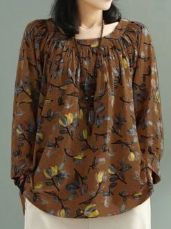 Allover Floral Print Crew Neck Long Sleeve Blouse 5 Allover Floral Print Crew Neck Long Sleeve Blouse -Zanzea Shop 1c295759 dbd5 4e16 9fb9 76d590ebf913