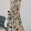 Random Allover Flower Print Button Front Dress With Belt