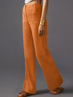 Solid Button Front Pocket Pants For Women -Zanzea Shop 1ca993c6 d4e0 4984 9af8 155b435fe5a2