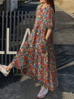 Cottagecore Calico Pocket Puff Sleeve Casual Maxi Dress 11 Cottagecore Calico Pocket Puff Sleeve Casual Maxi Dress -Zanzea Shop 1cb9beb8 3b2b 4d9e ab9d 8b11b03b6bd8