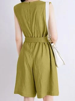 Cotton Solid Sash Pocket Sleeveless Round Neck Zip Casual Romper 14 Cotton Solid Sash Pocket Sleeveless Round Neck Zip Casual Romper -Zanzea Shop 1d4abd28 9efc 43cf 8dae 2cab603fd9ed