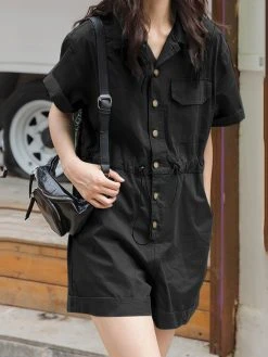 Solid Drawstring Waist Pocket Lapel Short Sleeve Cargo Romper 21 Solid Drawstring Waist Pocket Lapel Short Sleeve Cargo Romper -Zanzea Shop 1dba9f68 8cb5 4cf2 bc79 d02a8c0ceaf9