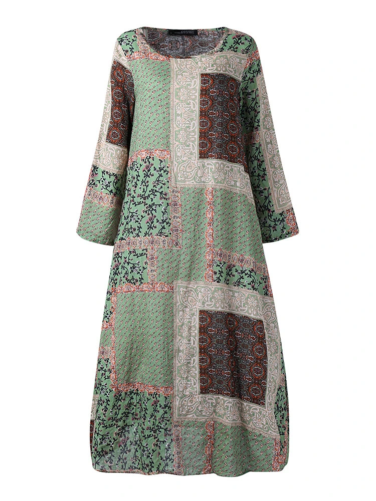 Bohemian Floral Print Beach Summer Plus Size Maxi Dress 4 Bohemian Floral Print Beach Summer Plus Size Maxi Dress - Image 4