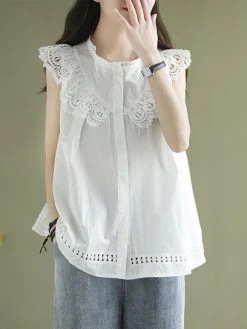 Women Lace Splice Button Front Casual Sleeveless Tank Top 17 Women Lace Splice Button Front Casual Sleeveless Tank Top -Zanzea Shop 1e02fecb 9b86 45ba 8bdf 064229ae1935