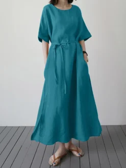 Solid Slit Pocket Half Sleeve Loose Dress With Belt 14 Solid Slit Pocket Half Sleeve Loose Dress With Belt -Zanzea Shop 1e4b8711 d4d7 4291 802b a74c4984f97c