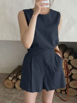 Solid Slit Back Pocket Elastic Waist Two Pieces Suit -Zanzea Shop 1e7285ee 16b9 4b69 bd3b 4428880725fb