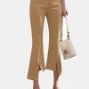 Women Solid Asymmetrical Slit Hem Crop Bootcut Pants