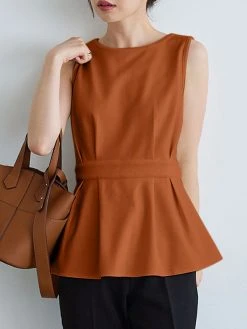 Women Solid Crew Neck Pleated Waist Sleeveless Tank Top 8 Women Solid Crew Neck Pleated Waist Sleeveless Tank Top -Zanzea Shop 1f63dd67 8310 4624 b8dd d7f82c210251