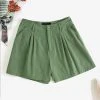 Solid Pocket Casual Wide Leg Shorts For Women