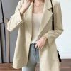 Solid Pocket Button Lapel Long Sleeve Blazer For Women