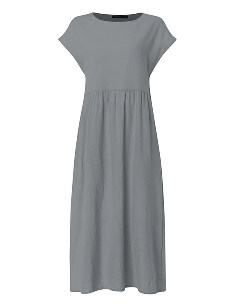 Solid Color Short Sleeve Plus Size Casual Dress 10 Solid Color Short Sleeve Plus Size Casual Dress - Image 10