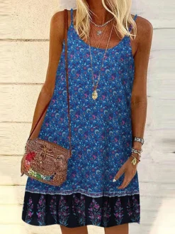 Women Ditsy Floral Print Ruffle Hem Bohemian Spaghetti Strap Dress -Zanzea Shop 2024e5b4 ff4f 4d8f ba8d 0eeb7ed37e17