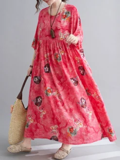 Painted Geometry Print Loose 3/4 Length Sleeve O-neck Vintage Dress 19 Painted Geometry Print Loose 3/4 Length Sleeve O-neck Vintage Dress -Zanzea Shop 2060becf c6e3 4b3f 9792 811dbfe24d93