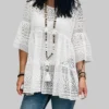 Lace Crochet Ruffle Half Sleeve Plus Size Blouse
