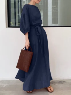 Solid Puff Sleeve Pocket Tie Crew Neck Maxi Vintage Dress 11 Solid Puff Sleeve Pocket Tie Crew Neck Maxi Vintage Dress -Zanzea Shop 20bfe975 7ba5 4841 bc95 a52bd8de2449