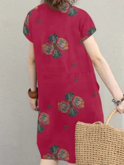 Vintage Floral Print Notch Neck Drawstring Waist Cotton Dress -Zanzea Shop 20e69c88 52b8 44f6 a8b1 e62e74254d98