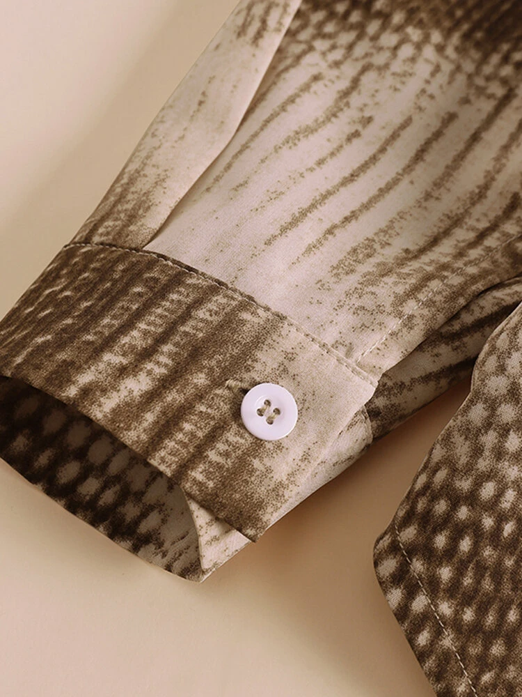 Women Snake Skin Print Long Sleeve Lapel Shirt 8 Women Snake Skin Print Long Sleeve Lapel Shirt - Image 8