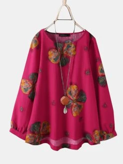 Calico Print O-neck Long Sleeve Casual Blouse For Women -Zanzea Shop 22138259 58cb 4e18 9e5e b8b02d10f68f