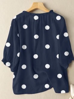 Women Dot Print 3/4 Sleeve Crew Neck Casual Blouse 13 Women Dot Print 3/4 Sleeve Crew Neck Casual Blouse -Zanzea Shop 2262d579 c985 4da6 ad03 e73ac52661fd