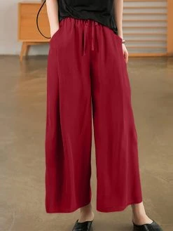 Women Solid Drawstring Waist Casual Wide Leg Pants 12 Women Solid Drawstring Waist Casual Wide Leg Pants -Zanzea Shop 230513a0 e499 4e8a 964d e1277edfd095