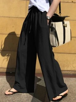 Solid Pocket Drawstring Elastic Waist Wide Leg Pants 20 Solid Pocket Drawstring Elastic Waist Wide Leg Pants -Zanzea Shop 2328efb4 b041 41e6 a686 5c46f1a48aad