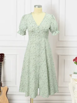 Women Ditsy Floral Print V-Neck Split Hem Puff Sleeve Dress 13 Women Ditsy Floral Print V-Neck Split Hem Puff Sleeve Dress -Zanzea Shop 23a14c80 310b 4d72 8dd9 39079b3ef172