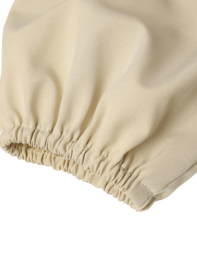 Solid Crew Neck A-line 3/4 Sleeve Casual Dress 9 Solid Crew Neck A-line 3/4 Sleeve Casual Dress - Image 9