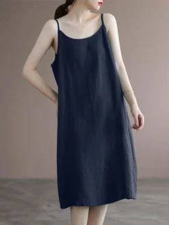 Solid Spaghetti Strap Midi Casual Dress For Women -Zanzea Shop 23c42fa3 0614 4c13 92b0 12edced36407