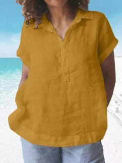 Solid Button Front Lapel Short Sleeve Casual Blouse 6 Solid Button Front Lapel Short Sleeve Casual Blouse -Zanzea Shop 250ce1c7 e0d8 4ddf 9dbb 45ddb9a81255