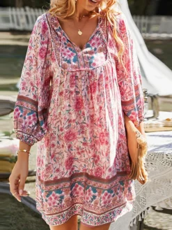 Bohemian Floral Print V-neck Dress For Women 17 Bohemian Floral Print V-neck Dress For Women -Zanzea Shop 2535a829 b3a5 4369 b61b f4860c26a426