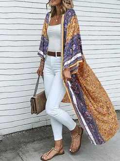 Bohemian Floral Print Loose Open Front Long Sleeve Kimono -Zanzea Shop 2546d67d 1e8f 48f8 af1c 956921231921