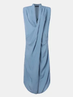 Asymmetrical Sleeveless V-neck Plus Size Long Dress For Women