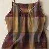 Women Vintage Plaid Casual Spaghetti Strap Cami