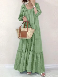 Solid Square Collar Ruffle Casual Maxi Dress 6 Solid Square Collar Ruffle Casual Maxi Dress -Zanzea Shop 264488a7 e38b 4b70 a354 8df177ab3af9