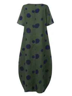 Polka Dot Print Short Sleeve Plus Size Baggy Dress With Pockets -Zanzea Shop 265a6ff7 b51b 4c34 b440 6456c1c78308