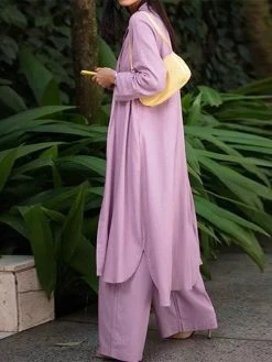 Solid Pocket Button Zip Front Wide Leg Two Pieces Suit -Zanzea Shop 265dd1de 0534 4e6b 8feb 1763f69cc742