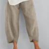 Solid Color Elasitc Waist Plus Size Casual Pants For Women