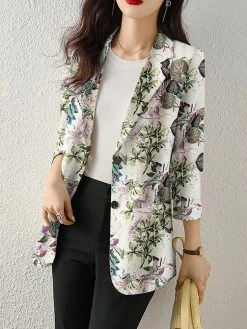Plants Print Long Sleeve Lapel Blazer For Women -Zanzea Shop 2687f371 19fe 4c6a b042 4dbda42101b9