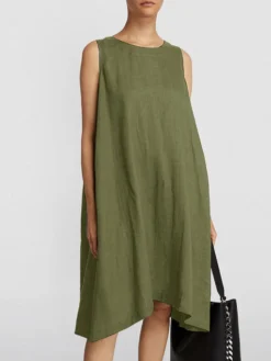 Women Solid Crew Neck Cotton Casual Sleeveless Dress -Zanzea Shop 26f90961 e14f 4719 973b 8dcacd593c4c