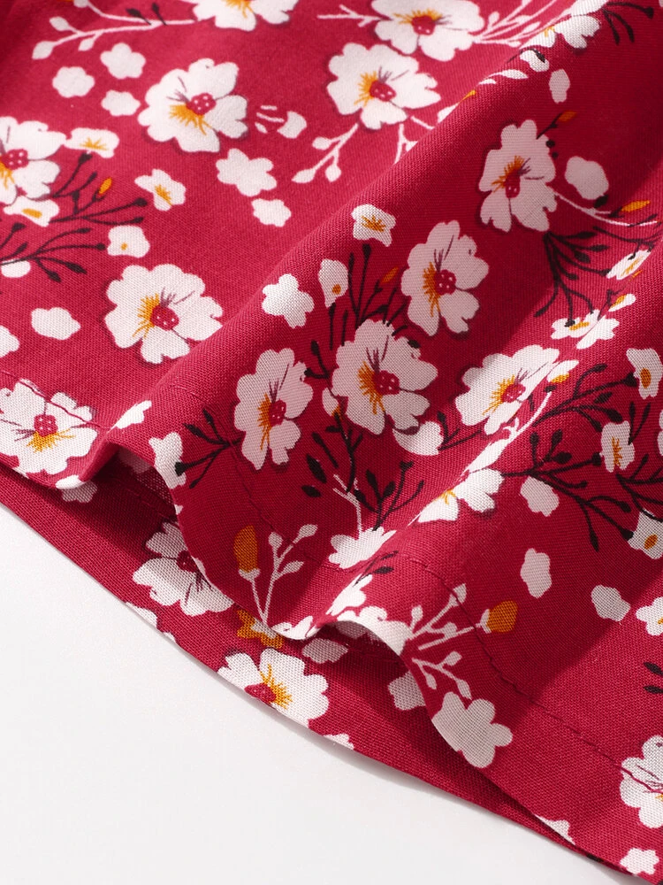 Women Vintage Floral Print O-neck Pocket Long Sleeve Maxi Dress 9 Women Vintage Floral Print O-neck Pocket Long Sleeve Maxi Dress - Image 9