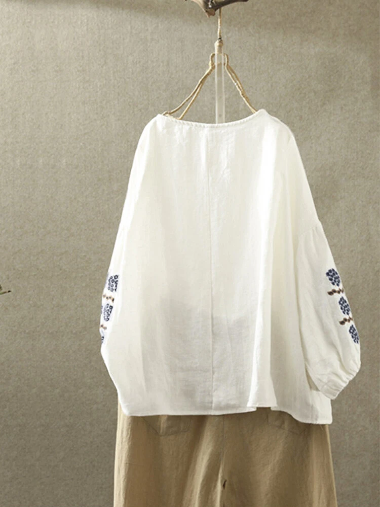 Vintage Embroidery Long Sleeve Plus Size Blouse 2 Vintage Embroidery Long Sleeve Plus Size Blouse - Image 2