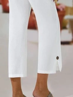 Women Solid Color Split Cuff Cotton Cropped Pants 9 Women Solid Color Split Cuff Cotton Cropped Pants -Zanzea Shop 291b962f b61c 4124 b878 1228ef4ae882