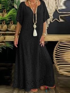 Women Lace Notched Neck Lined Half Sleeve Maxi Dress 5 Women Lace Notched Neck Lined Half Sleeve Maxi Dress -Zanzea Shop 29227120 9356 4993 b4ac a5fb6ce5cbd0
