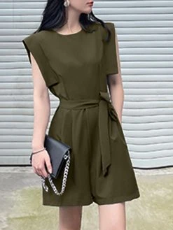 Solid Pocket Sleeveless Crew Neck Romper With Belt 19 Solid Pocket Sleeveless Crew Neck Romper With Belt -Zanzea Shop 29286f9c 4015 4faf 94d1 c18f06022166