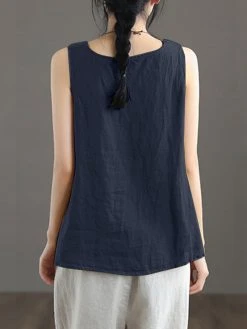 Contrast Slit Hem Sleeveless Crew Neck Casual Tank Top -Zanzea Shop 292f8b96 3d2a 4ca9 9555 a83987379ee0