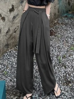 Solid Pocket Belt Wide Leg Pants For Women -Zanzea Shop 29369dfe 6034 4d11 b654 e2ef765d7a83
