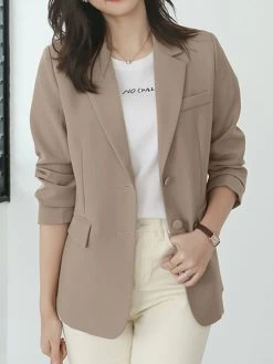 Women Solid Long Sleeve Button Front Lapel Blazer -Zanzea Shop 2a29407a c6d6 42d9 bc9d 631821d478a9