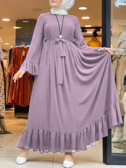 Casual Solid Color Ruffled Loose Plus Size Dress With Belt -Zanzea Shop 2a6a6361 7083 431b aa64 8a1230582b80